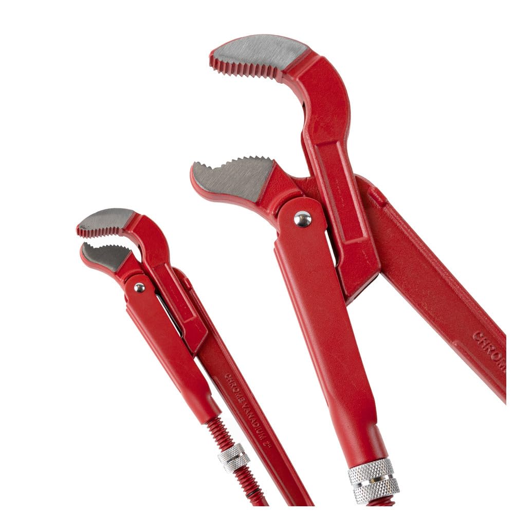 Dönges Alicates para tubos de esquina, con boca en S, acero CV, lacado rojo, tamaño 3 ' (alicate para tubos de esquina de suecia inglesa, pinza inclinada Stillson, sanpro)