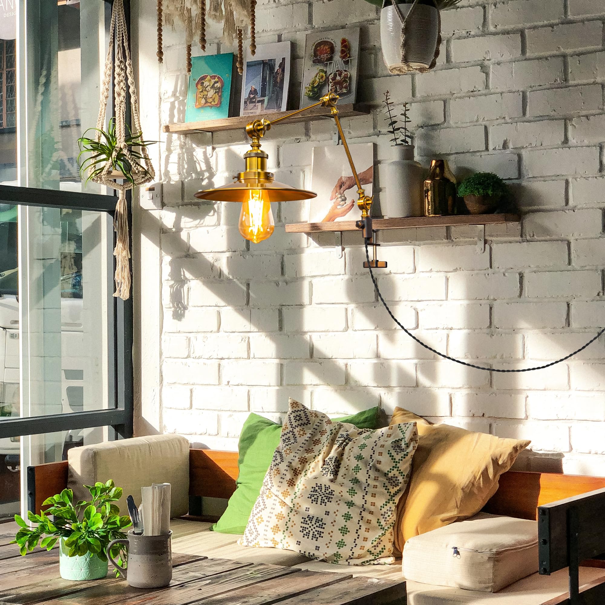 Retro Klemmleuchte mit Fernsteuerung,1 Packung Leselampe mit 2,5 m Kabel, Dimmbar Nachttischlampe,Augenpflege Schreibtischlampe für Büro Heimgebrauch, E27 Lampenhalterung - TB2773GL