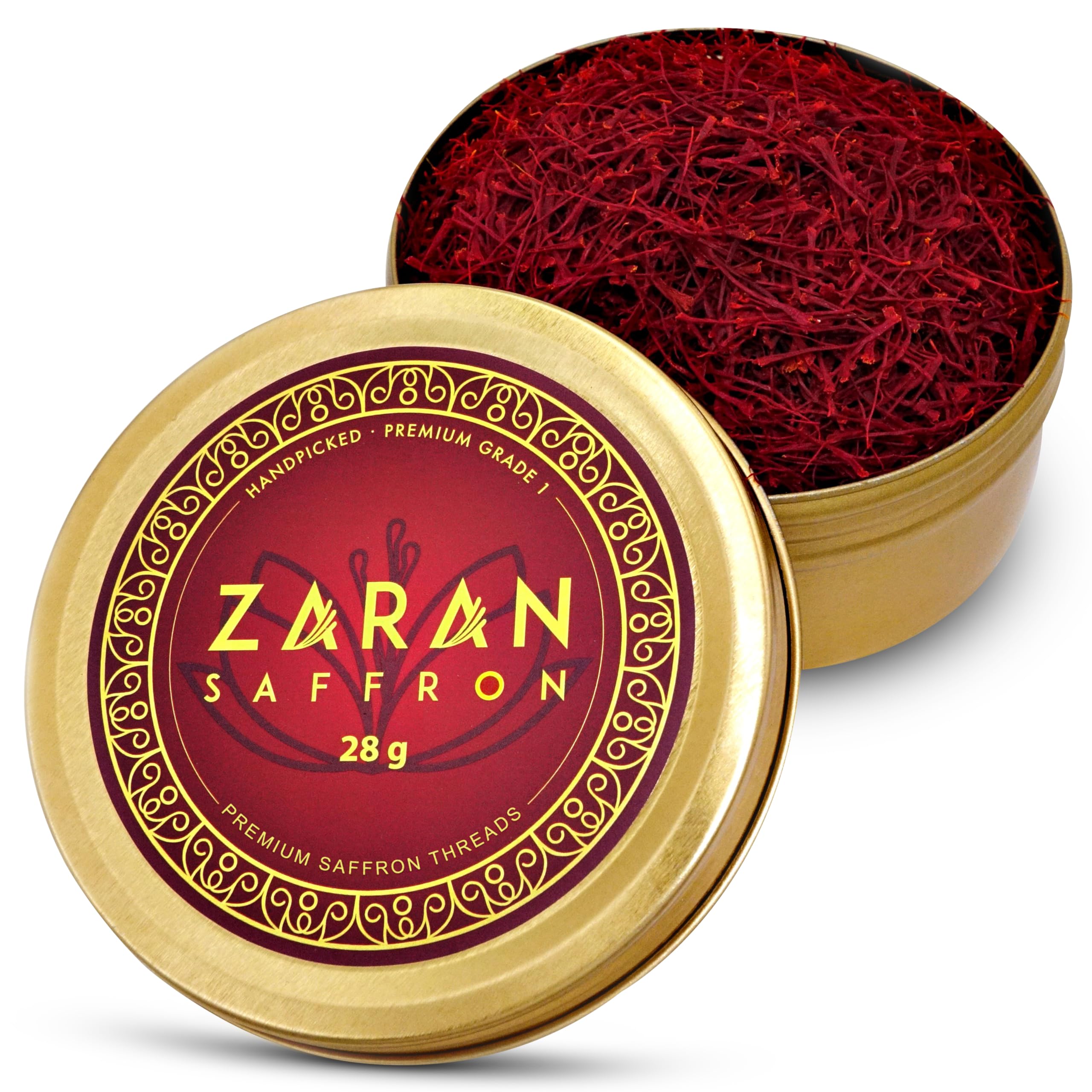 Zaran Saffron, Superior Saffron Threads (Super Negin) Premium grade Saffron Spice for Paella, Risotto, Tea's, and all Culinary Uses (28 Grams)