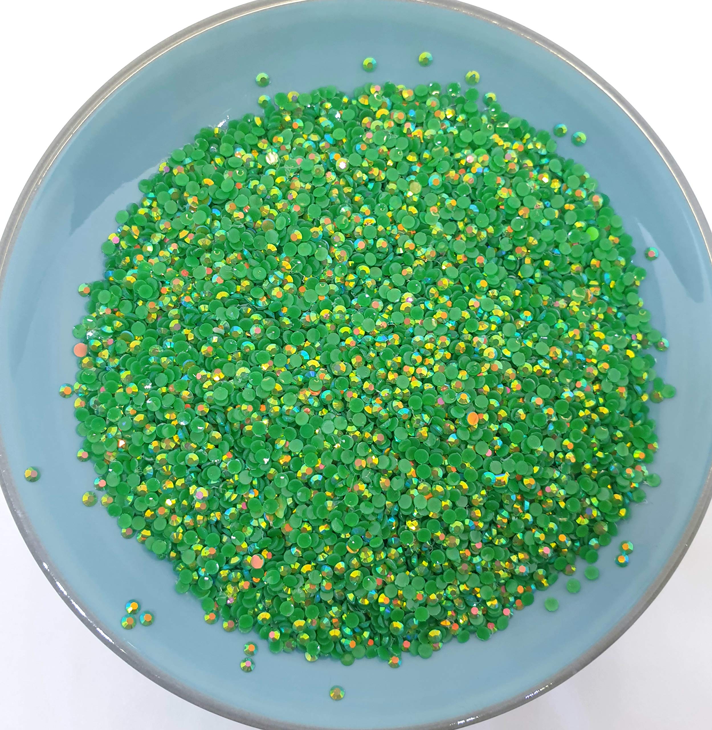 MajorCrafts 2000pcs 5mm ss20 Jelly AB Flat Back Round 14 Facets Resin Rhinestones Arts and Crafts Embellishment Gems (Royal Green AB C79) - Image 3