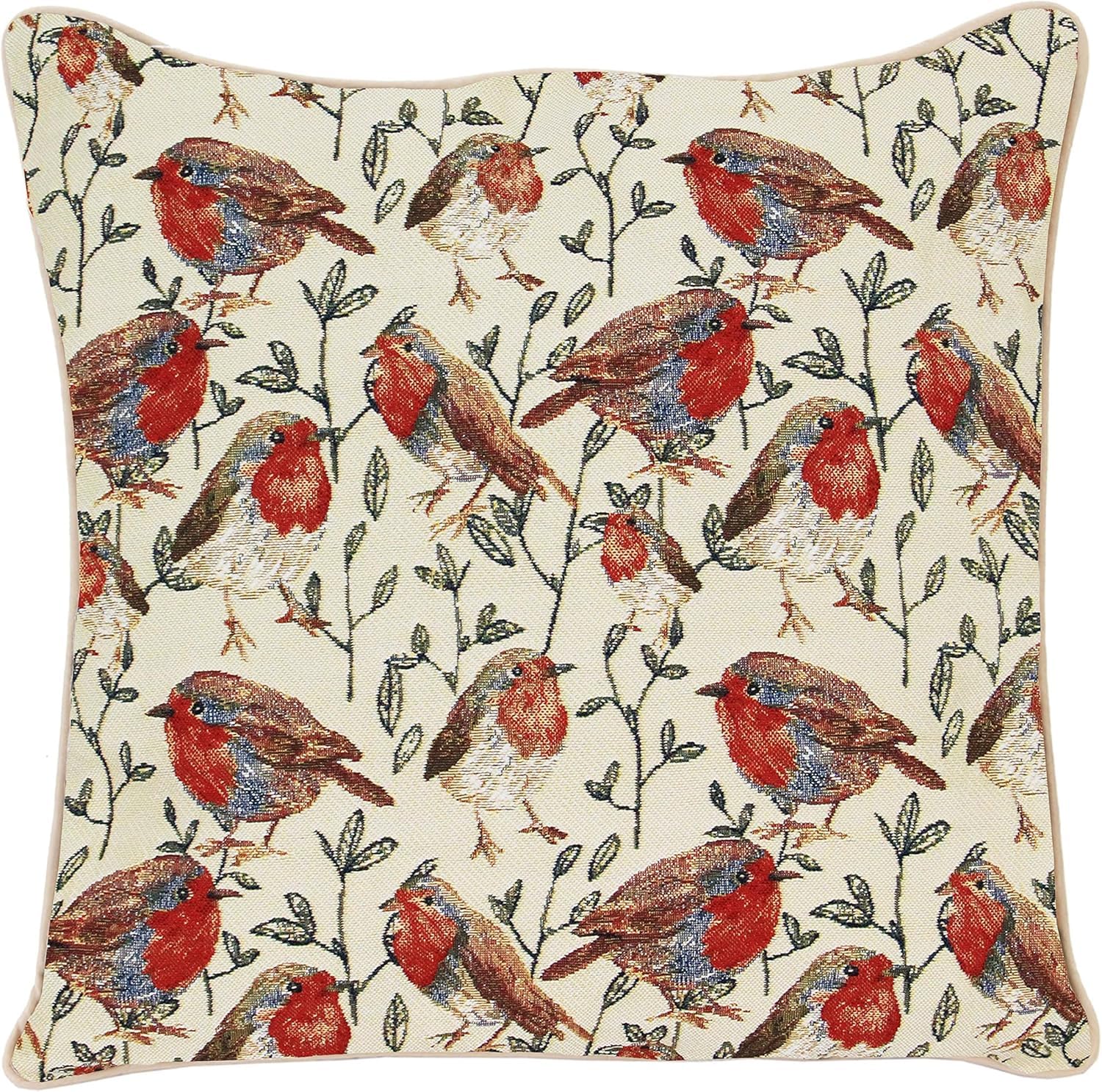 Signare Women's Robin Tapestry Cushion Cover 18 X18 Inches 45Cm X 45Cm Decorative Sofa Cushions