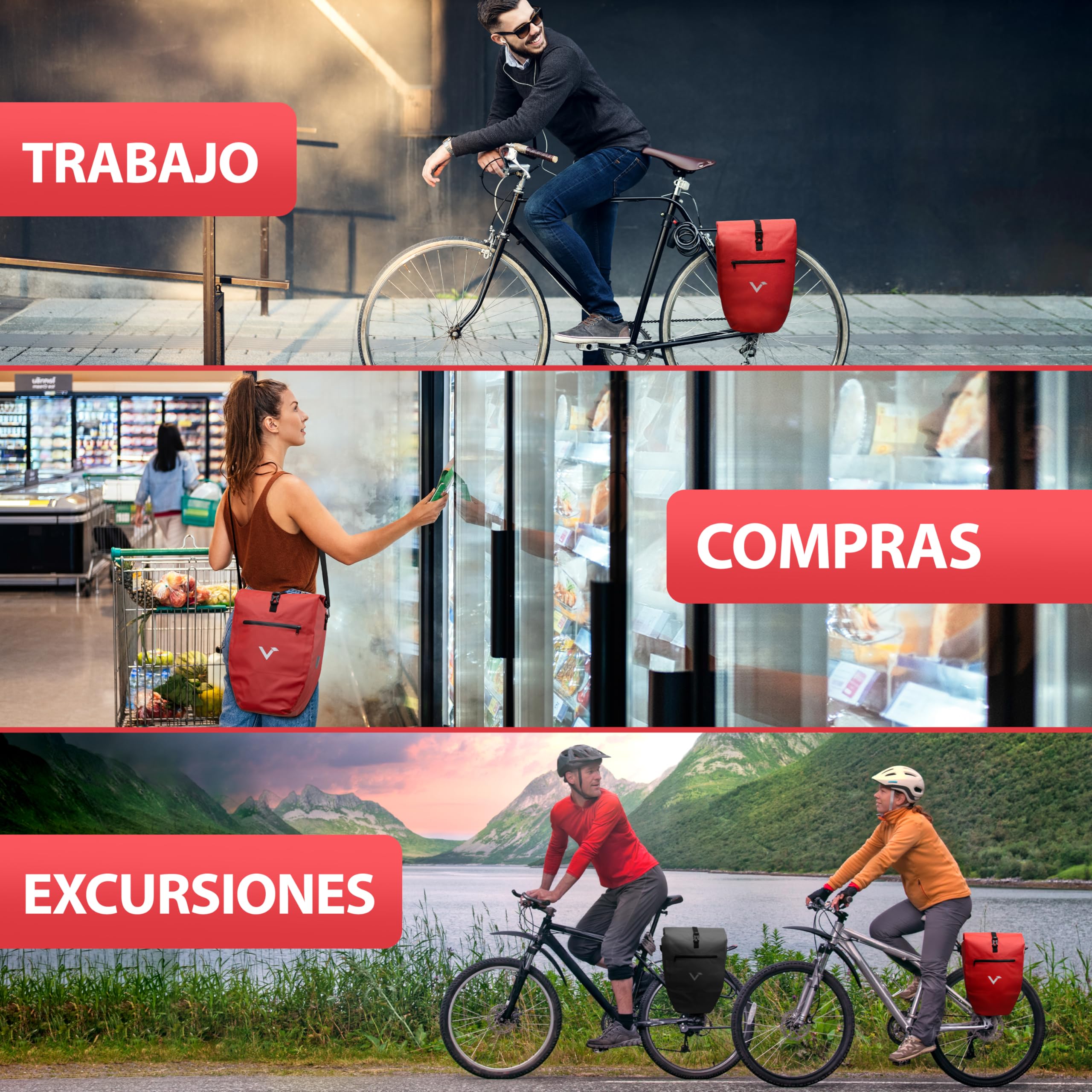 Valkental - Bolsa portaequipajes Grande e Impermeable - 28L de Capacidad - Bolsa para el portaequipajes con reflectores