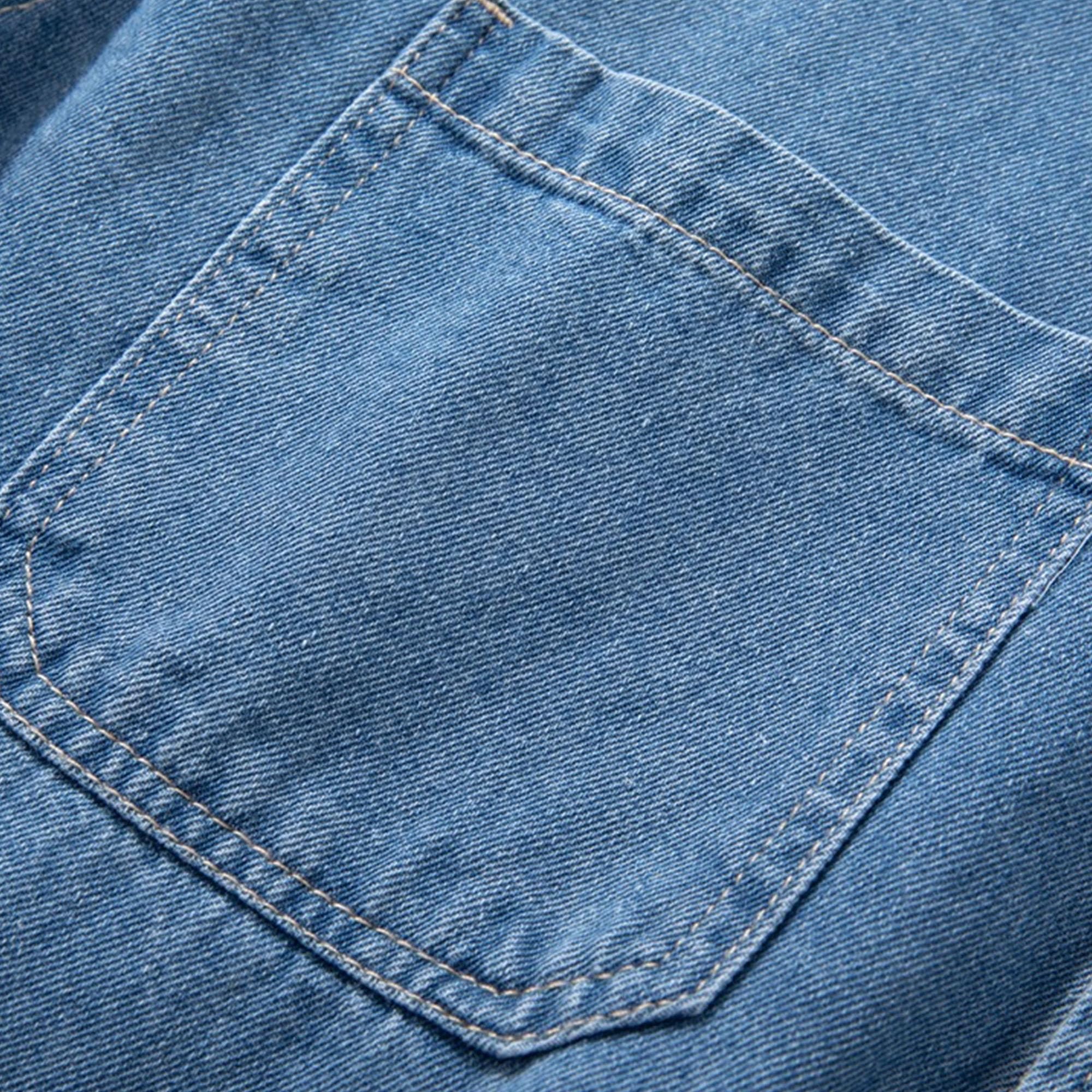 Qolkmuiy-GJ Men's Long Sleeve Denim Twill Shirt Casual Button Western Shirts Fashion Pocket Front Denim Outwear (Light Blue,X-Large)