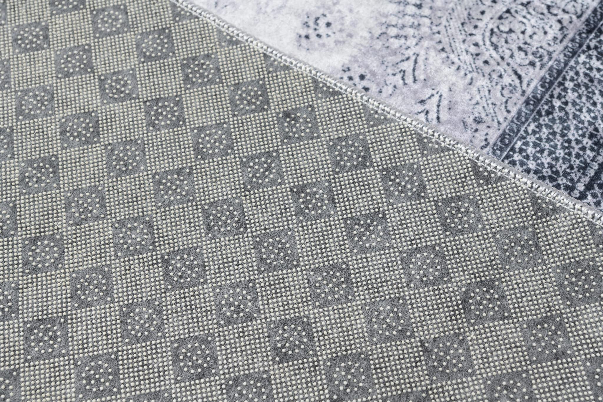 TAPISO Victoria Tappeto Antiscivolo Lavabile Pelo Corto per Soggiorno Camera da Letto Salotto Sala Design Moderno Orientale Astratto Ornamenti Grigio Sfumato 120 x 170 cm