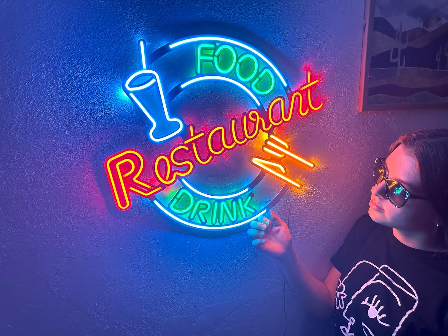 Restaurant Wall Sign, Neon Metal Wall Art, Restaurant Neon Sign, Neon Wall Decor, Neon Wall Sign, LED Light Decor, Restaurant Wall Decor (Without Remote Control)