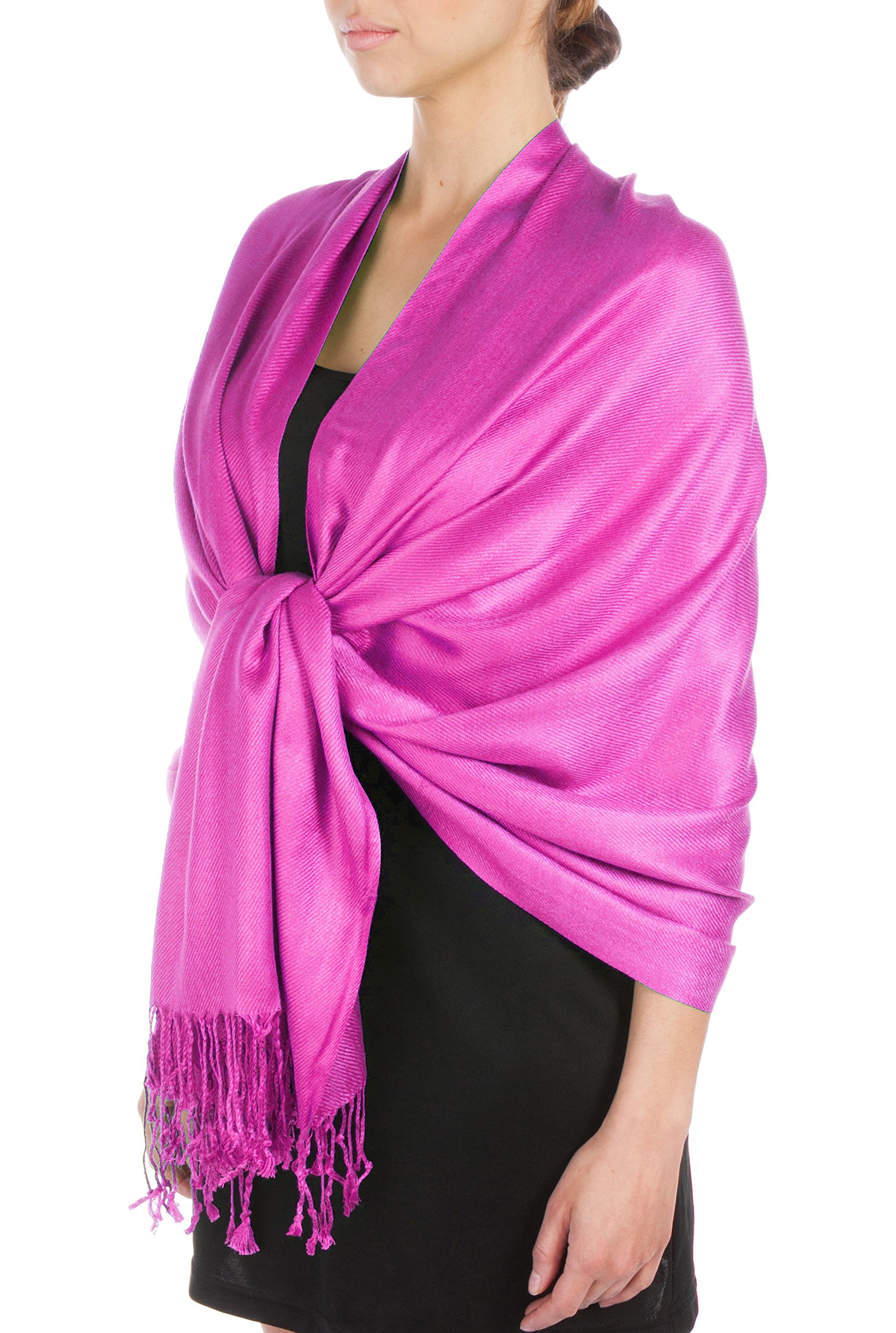 Sakkas Women's Violet Large Soft Silky Pashmina Shawl Wrap Scarf In Solid Colors