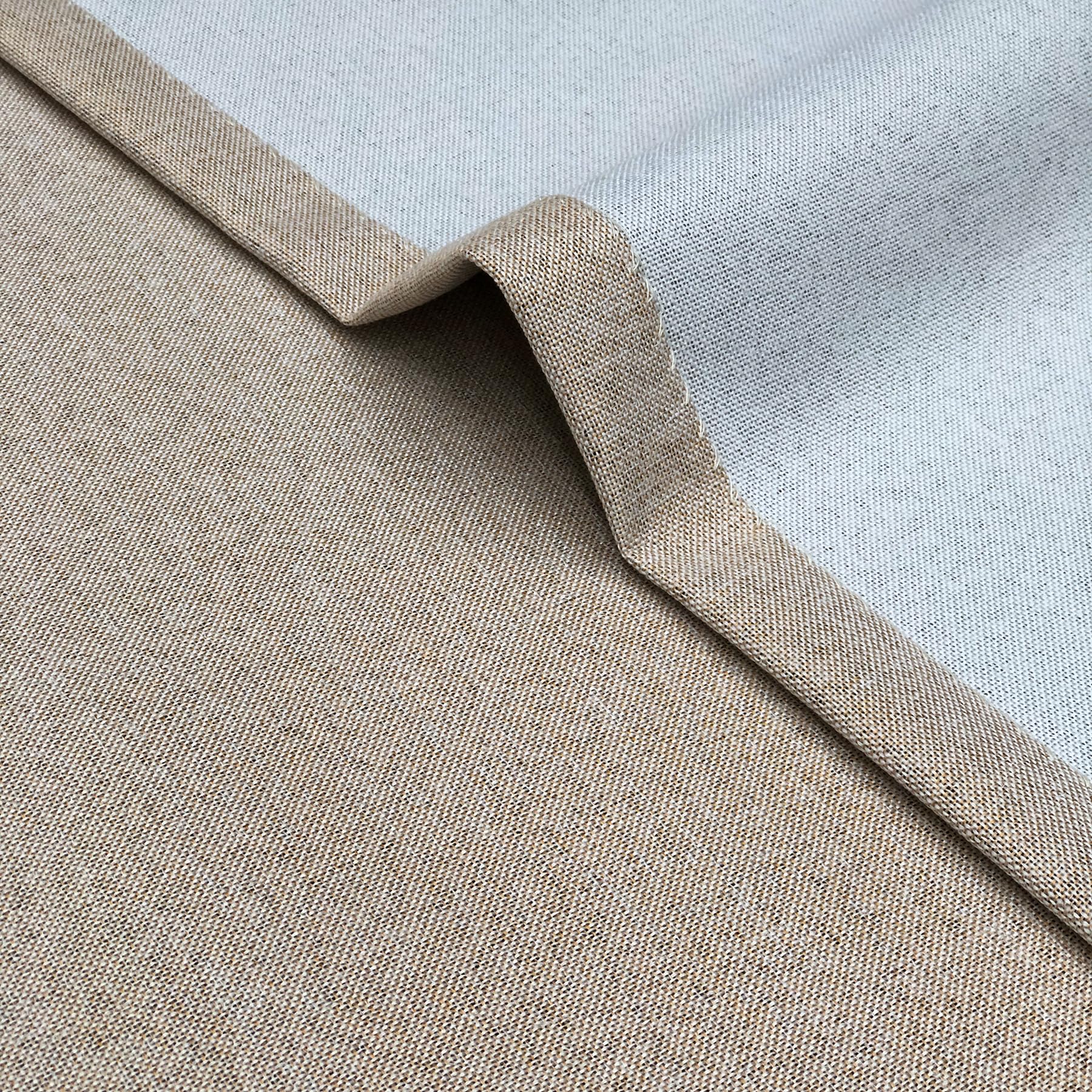 always4u Paire de rideaux 100 % occultants à isolation thermique avec œillets, aspect lin, pour chambre à coucher, décoration d'intérieur, beige, 117 x 137 cm
