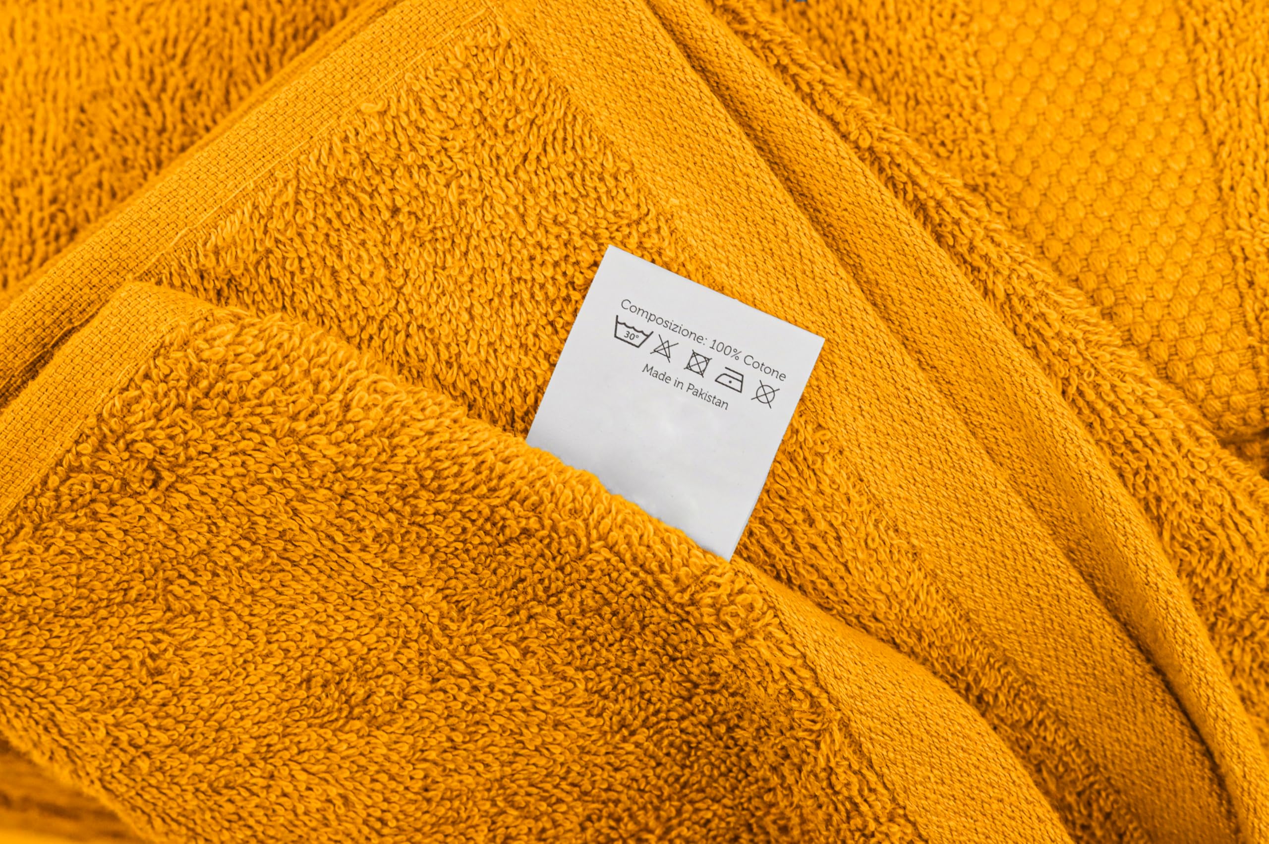 Lot de 12 serviettes faciales + 6 serviettes d'invité Posidonia colorées en éponge 500 g 100 % coton (jaune)