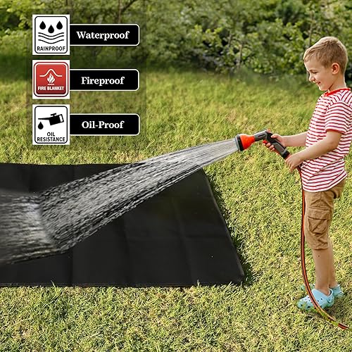 Miniatura 6 de Sakolla Alfombrilla para debajo de la parrilla de 48 x 30 pulgadas para hoguera al aire libre, almohadilla ignífuga para terraza, patio, barbacoa,