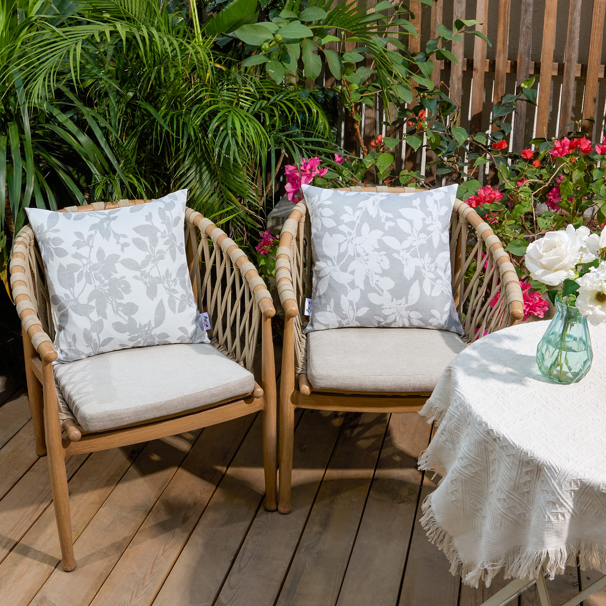 Paco Home Set Van 2 Kussenhoes 45x45 Deco Hoofdkussen Kussenovertrek Veelkleurig Sierkussen Indoor Outdoor Sofa, Kleur:Anthrazit-Rosa, Stelt :2pcs-Set
