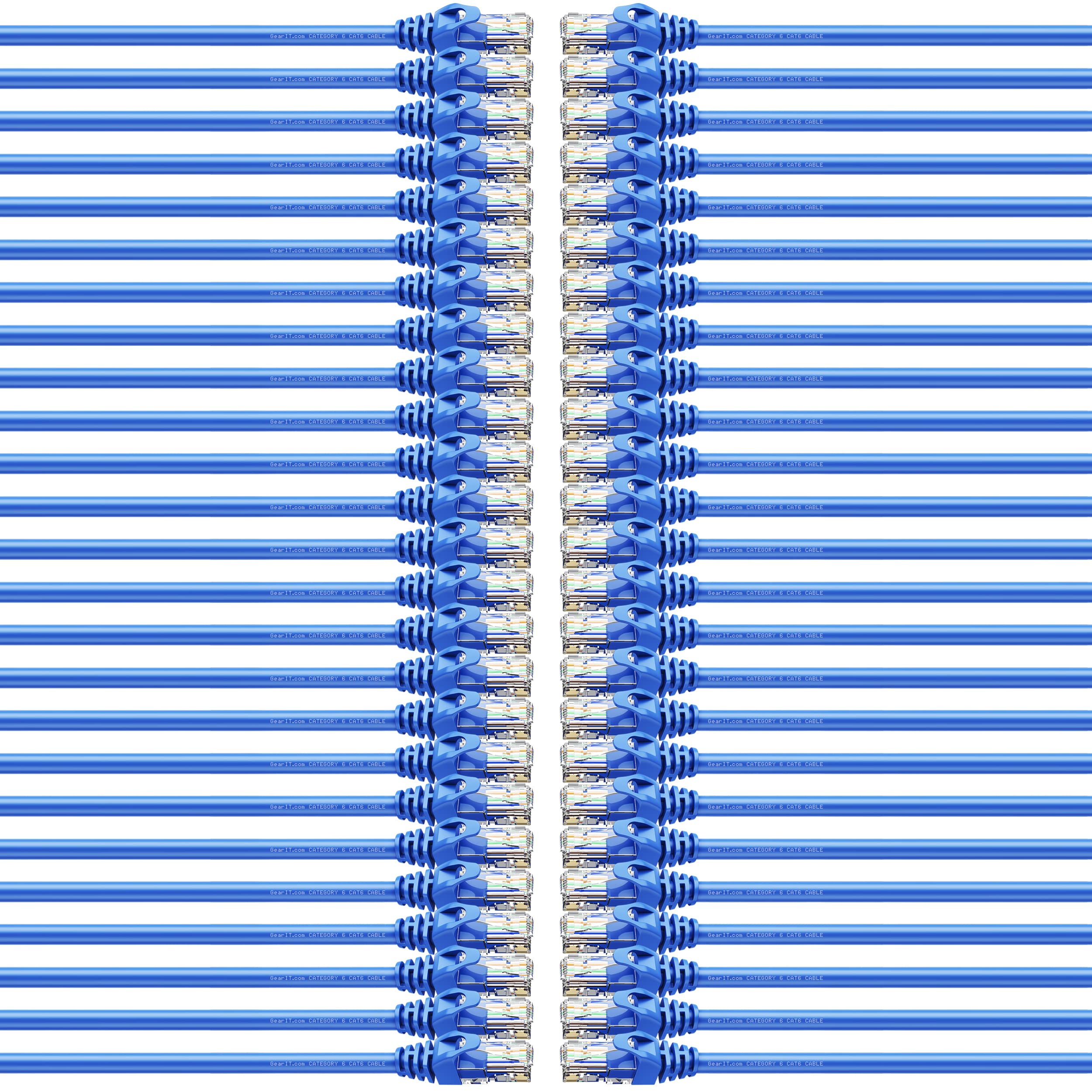 GearIT 50-Pack Cat6 Patch Cable 0.5 Foot / 6 Inches Cat 6 Ethernet Cable Snagless Flexible Soft Tab 