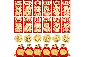 18 Pcs Dragon Coins Red Packet Envelope