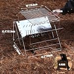PSKOOK Grilles de camping, charbon de bois pliable portatif en acier inoxydable BBQ Grill, Foyer léger pour voyager, Cuisine extérieure, Bushcraft, Picnics, Jardin, Balcon et Plage, Facile à assembler