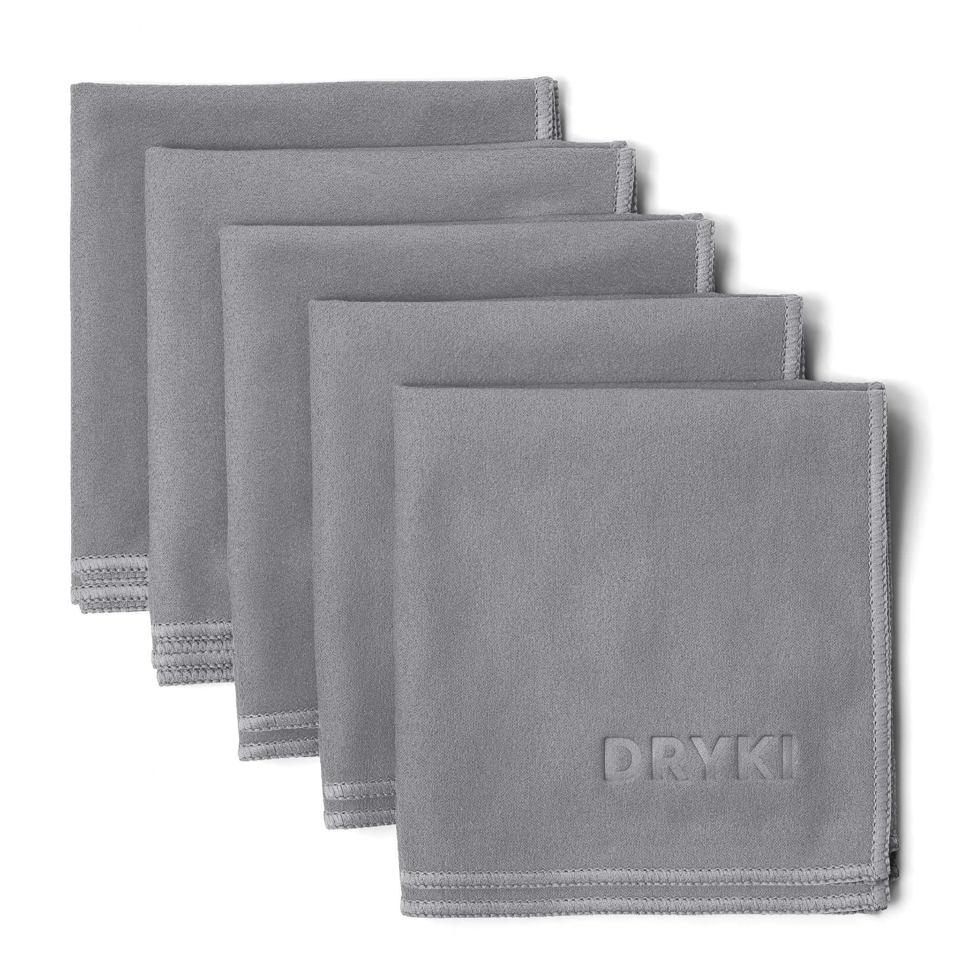 DRYKI Sweat Absorbing Handkerchiefs - The Original Sport Microfiber Hankies for Wicking Sweat from Hands, Face, Body (Glacier Grey, 5 Pack)