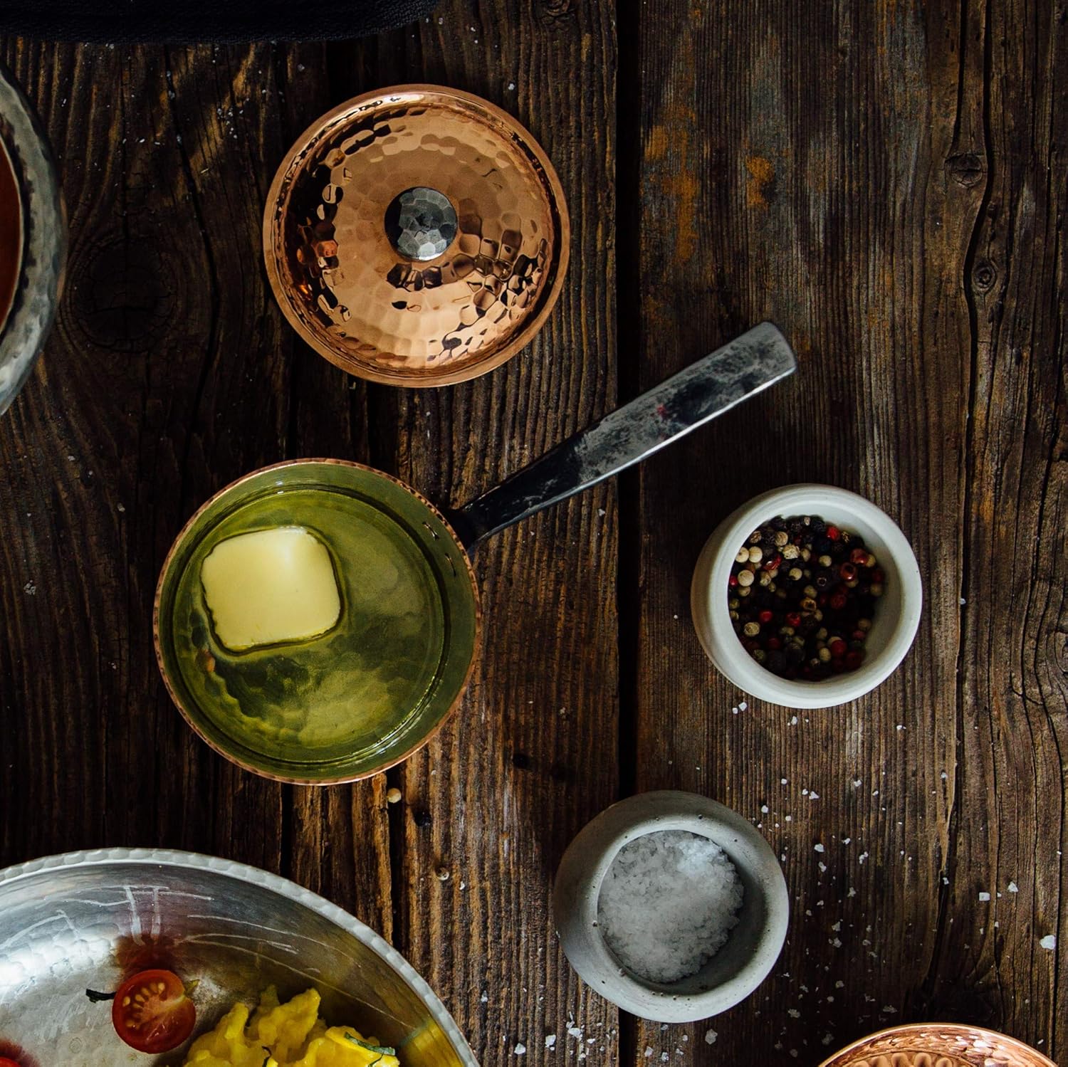 Sertodo Petit French Copper Butter Pot with Lid | 1.5 cup Capacity | Naturally Non-Stick Tin Lining, Pure Copper Body, Stainless Steel Handle | Perfect for Souffle, Full Stick Butter Melting and More