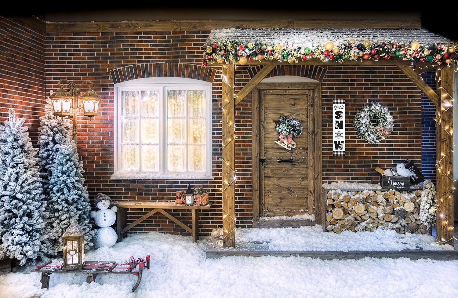 Twisted R Design Black and White Let It Snow Sign - Unique Vertical Winter Decor Wooden Sign, 24" Hanging/Standing Farmhouse Winter Decor, Directly Printed Home Decorations For Winter Season, 2ft