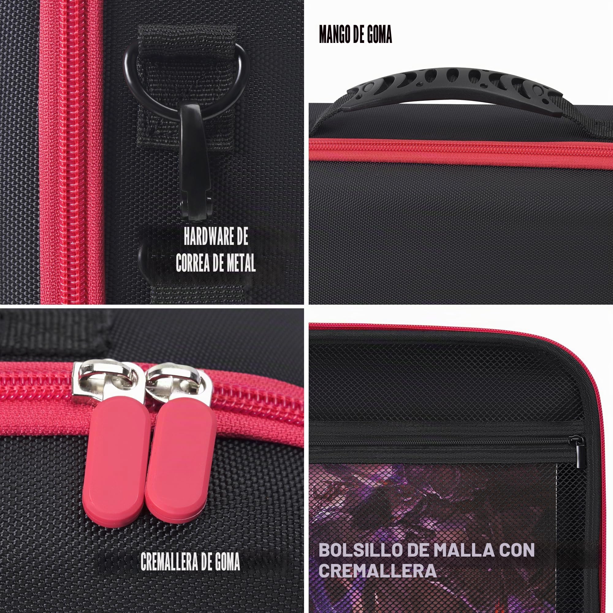 Estuche de transporte en miniatura con 64 ranuras con bandejas de espuma de doble capa que absorben los impactos para Warhammer 40k, DND y más, funda con correa de hombro ajustable y bolsillo con