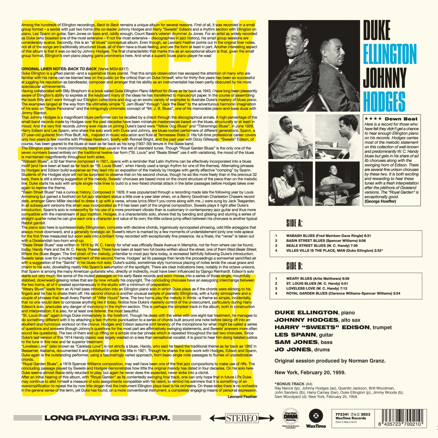 Back To Back - Duke Ellington and Johnny Hodges Play the Blues