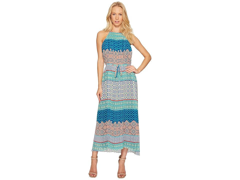 

Donna Morgan Printed Chiffon Maxi (Celestial Turquoise Multi) Women's Dress
