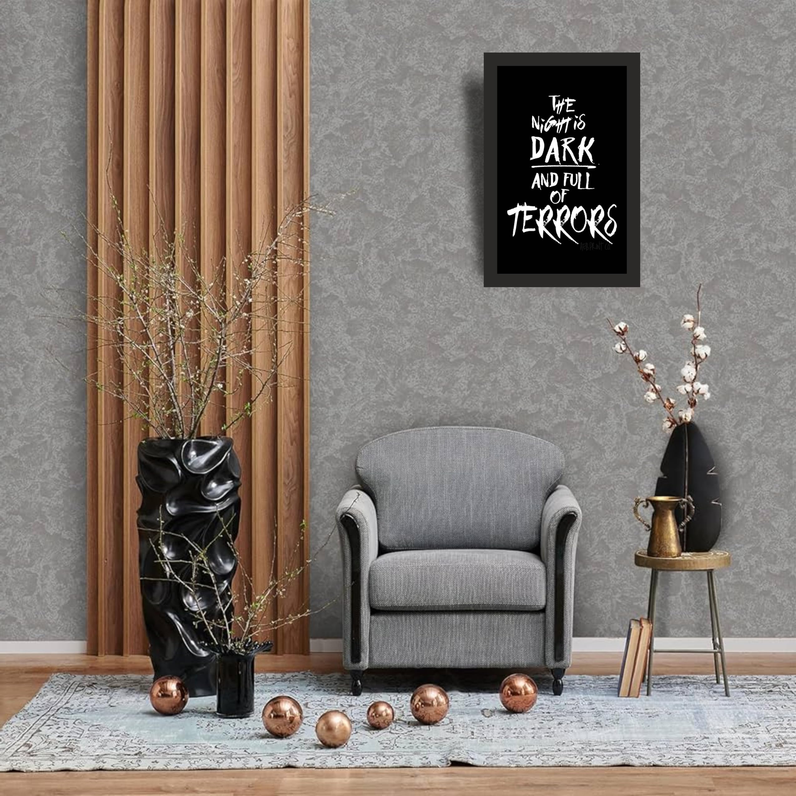 Night Is Dark Full of Terrors Photo Frame A4 Black
