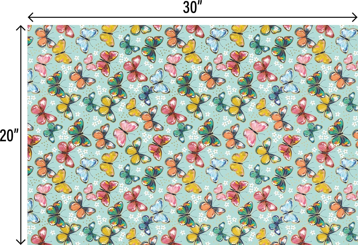 Jillson & Roberts 20" x 30" Printed Gift Tissue, Colorful Butterflies (48 Folded Sheets)