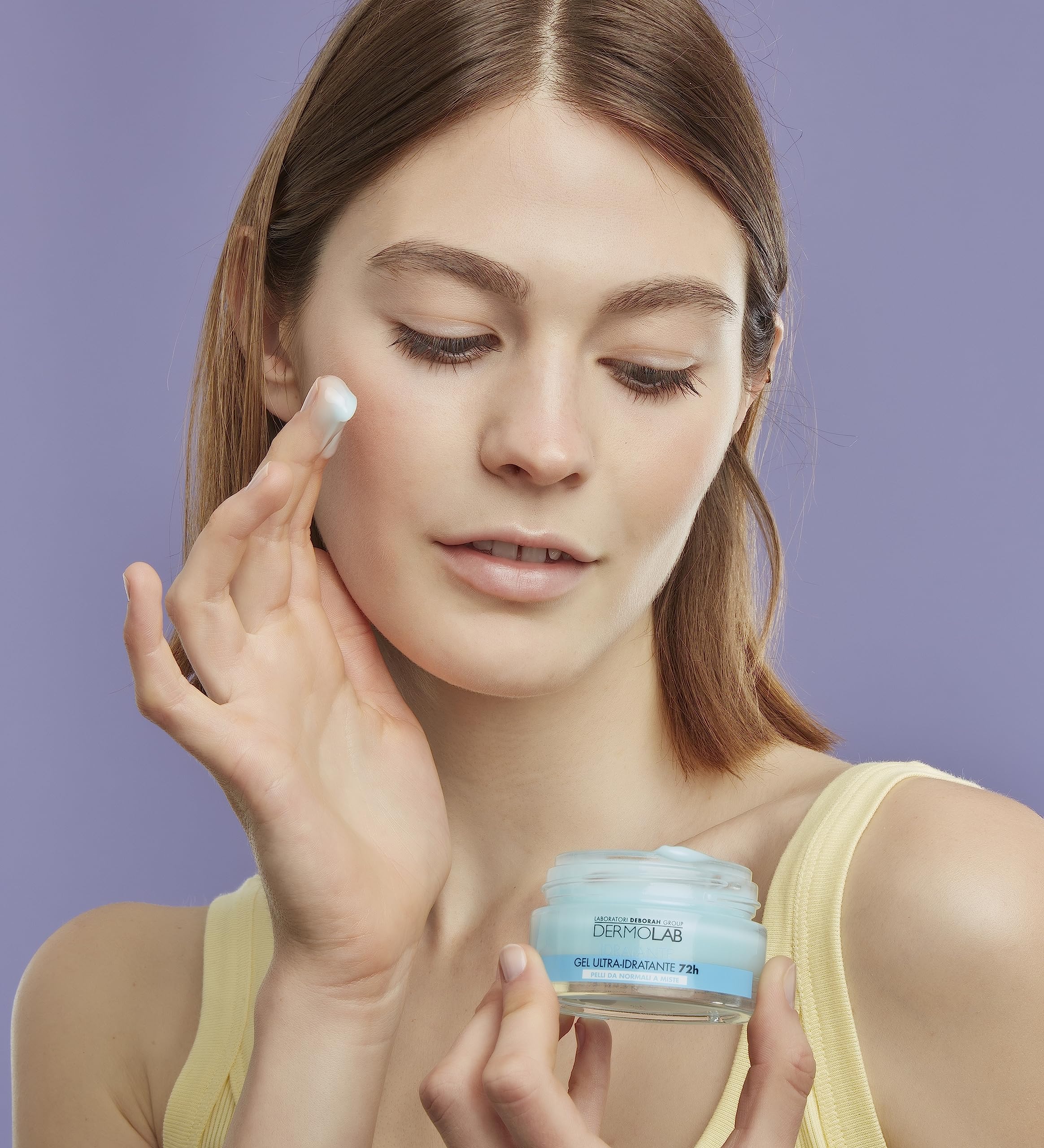Dermolab - Crema Viso Idratante Gel 72H per Pelle Normale e Mista con Pool di Acido Ialuronico, Effetto Rimpolpante, Protegge la Cute con un'Azione Antiossidante, 50 ml