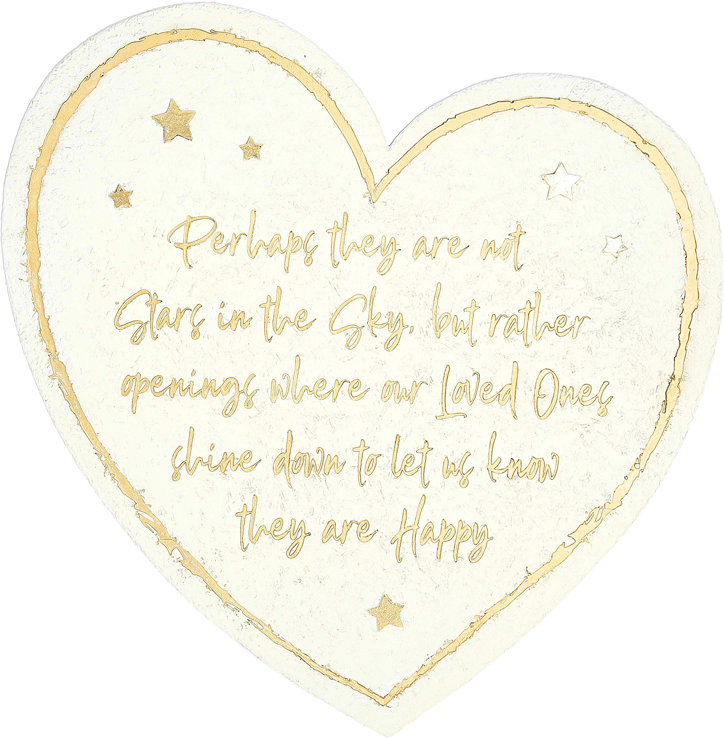 Pavilion Gift Company 99151 Pavilion-Stars in The Sky-11 Inch Heart Shaped Memorial Resin Garden Stone Outdoor-plaques, beige