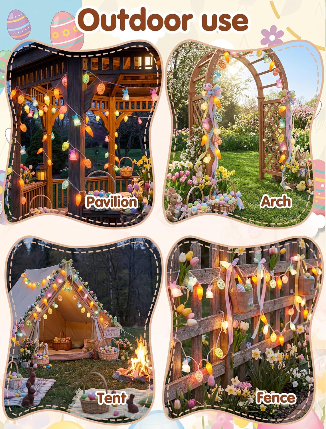 Easter Rabbit Carrot Egg String Lights, 12Ft 20 LED Multicolored Bunny Carrot Easter Egg Fairy Lights, Plug in Spring Decor for Indoor Outdoor Home Bedroom Garden Party Decorations