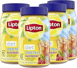 Lipton Iced Tea Mix, Diet Raspberry, 10 Quart (Pack of 4)