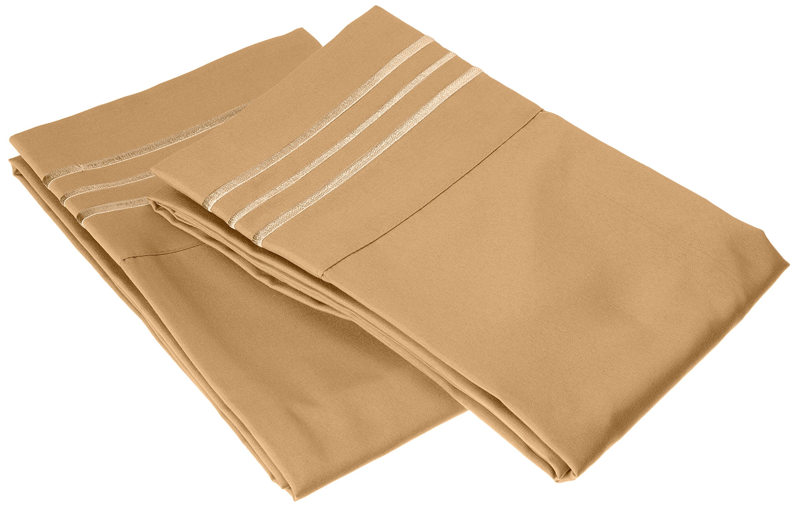 Bespolitan 1500 Thread Count Egyptian Quality 2pcs PILLOW CASES AND COLORS, California King, Gold