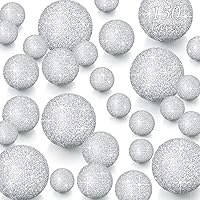 Vista 16 de 150 piezas de perlas falsas para relleno de jarrón, cuentas de maquillaje para jarrón sin agujero, cuentas brillantes de tamaños mixtos, redondas