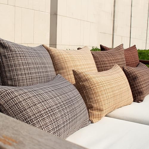 Miniatura 6 de Kevin Textile - Juego de 2 fundas de almohada y cojín cuadradas decorativas, impermeables, para intemperie, sofás, carpas, de 12 x 20pulgadas, color
