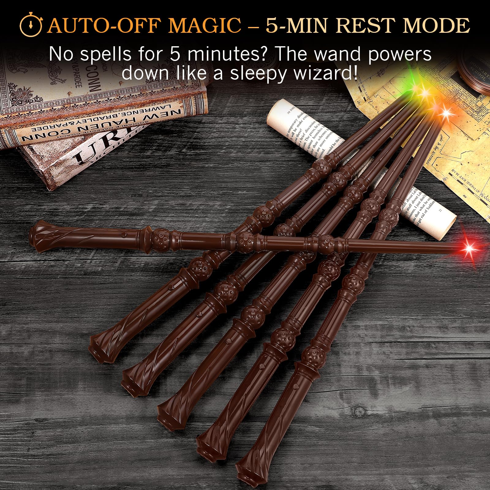 EnrichFun Light Up Magic Wand With Sounds & Color Changing Lights - 4PCS Wizard Witch Toy Set For Kids Birthday Parties