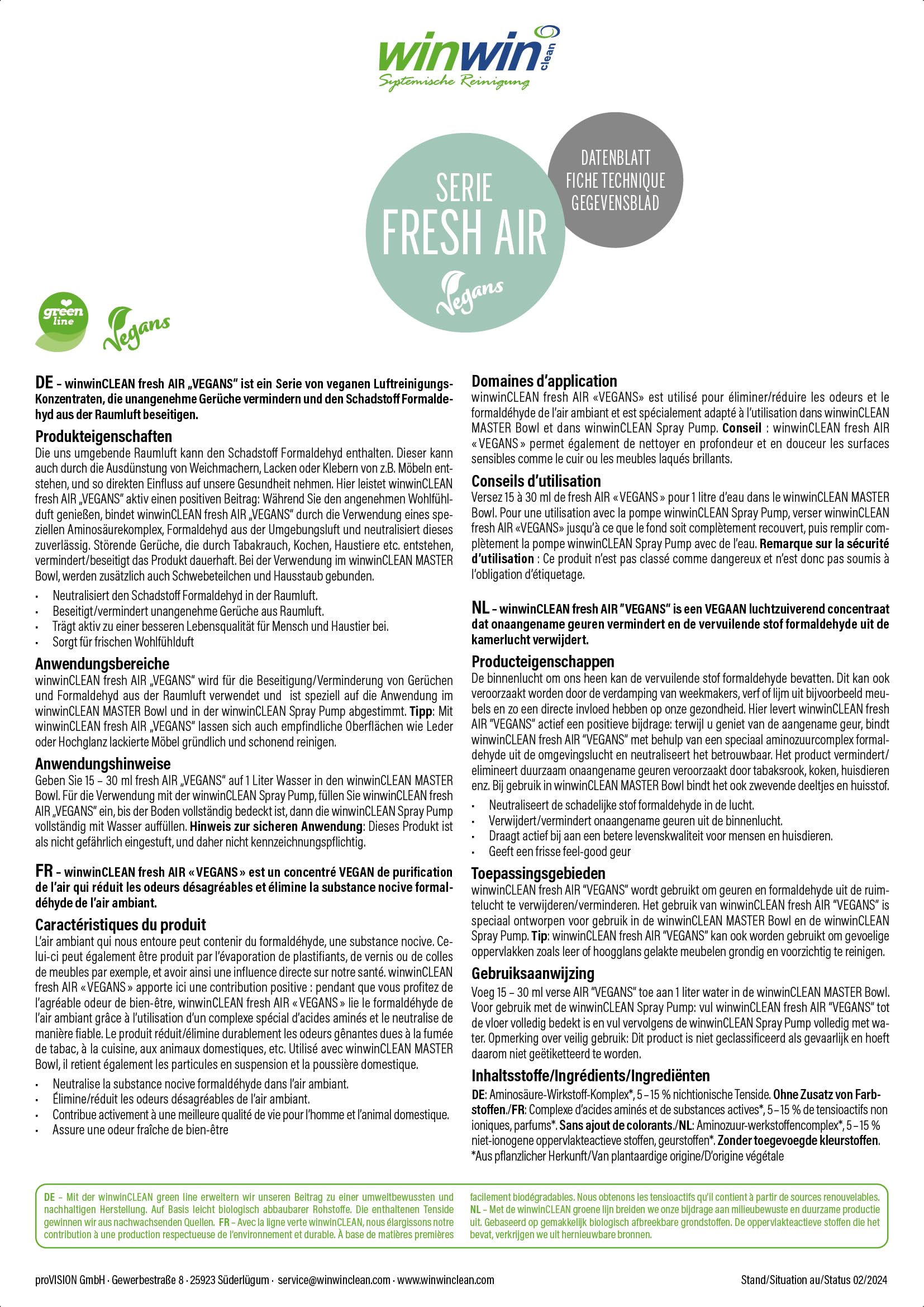 winwinCLEAN® 4 x 250ml Veganes Raumluftdeo I Luftreinigungs-Konzentrat I Für Luftreiniger, Air Purifier & Raumluftreiniger mit Wasserfilter I Entfernt Pollen, Staub, Tierhaare, Schimmel, etc.