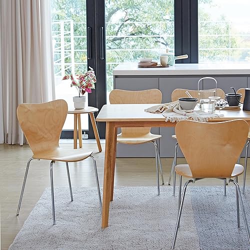 Miniatura 8 de Livinia No.7 - Juego de 2 sillas de comedor de madera modernas de mediados de siglo, contemporáneas, apilables, de madera curvada, para interior de