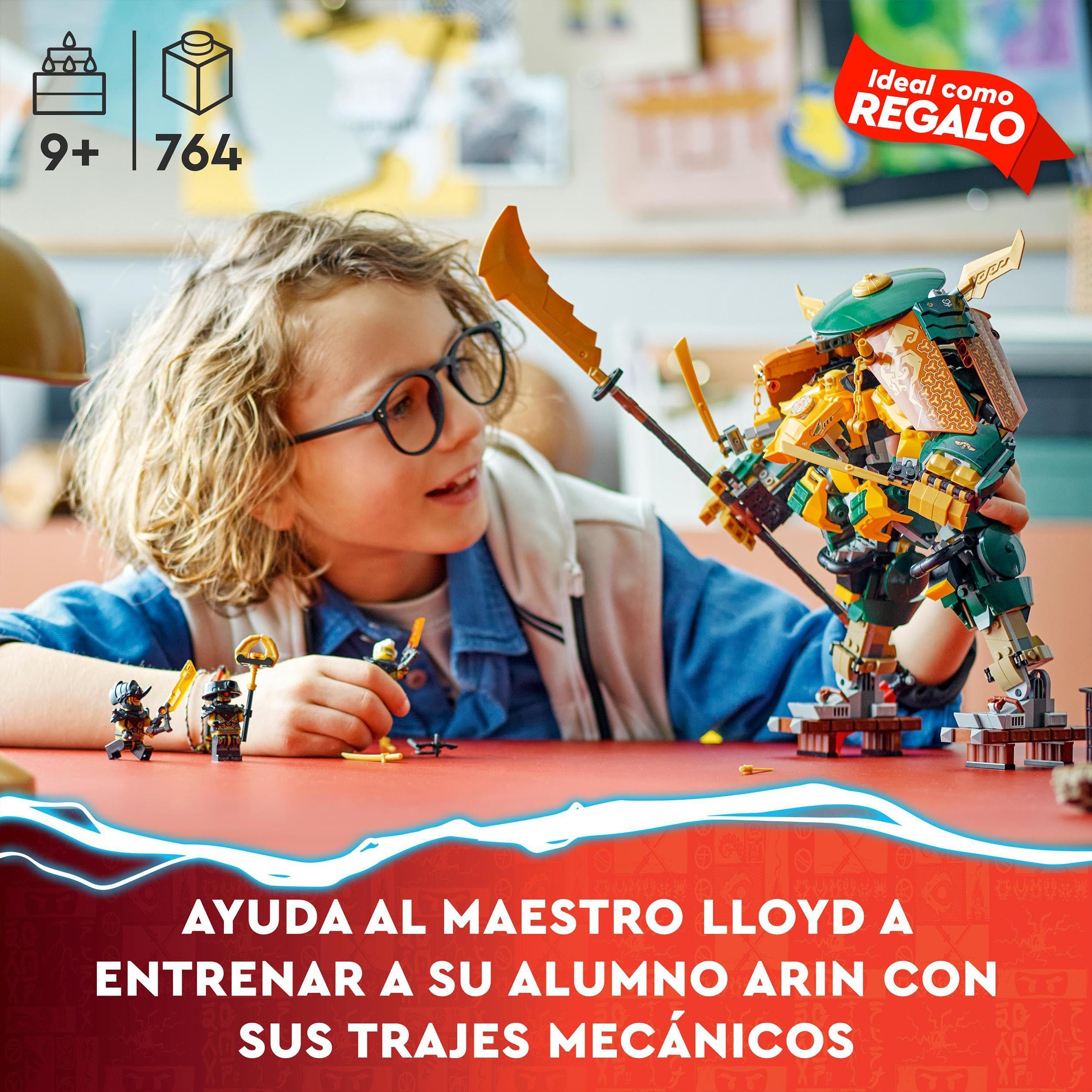 LEGO Ninjago Mechs del Equipo Ninja de Lloyd y Arin con 2 Figuras de Acción Combinables y 5 Minifiguras, Juego de Combate de Ninjas para Niños y Niñas 71794