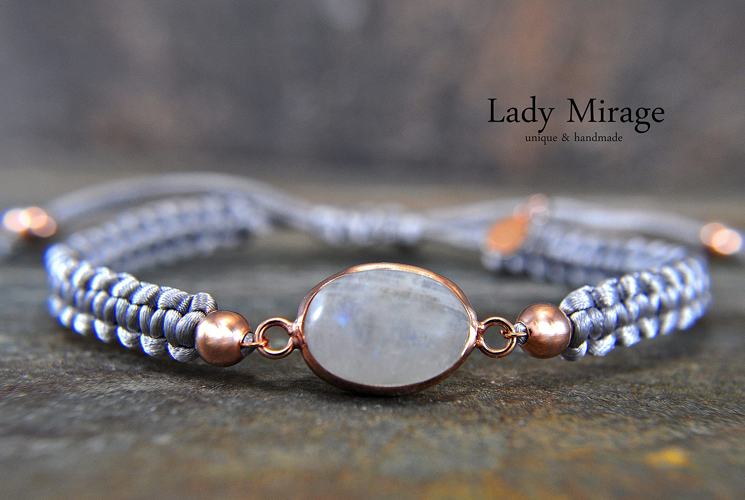 925 Silber - Mondstein - geflochtenes Armband - Makramee - Perfektes Geschenk - Einzigartig - Geschenk für Sie - Weiß - Muttertagsgeschenk - Anpassbar - Geschenk - Handmade