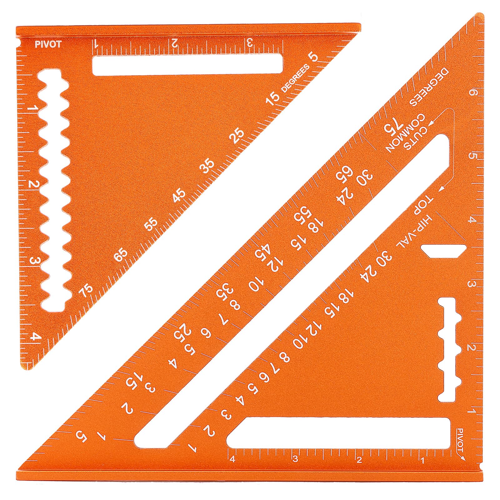 2Pcs Carpenter Square Set 4 Inch & 7 Inch Aluminum Alloy Triangle Ruler Imperial Metric Woodworking Layout Framing Square Protractor for Carpenters, Engineers