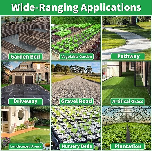 Miniatura 6 de Tela de jardín de 6 x 300 pies, tela de barrera de malas hierbas, tela de geotextil debajo de la grava, lona de jardín para evitar malas hierbas,