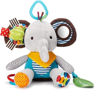 Skip Hop Bandana Buddies Elephant Teething Toy - Multi-Sensory Rattle, Crinkle, Detachable Bandana for Babies On-the-Go
