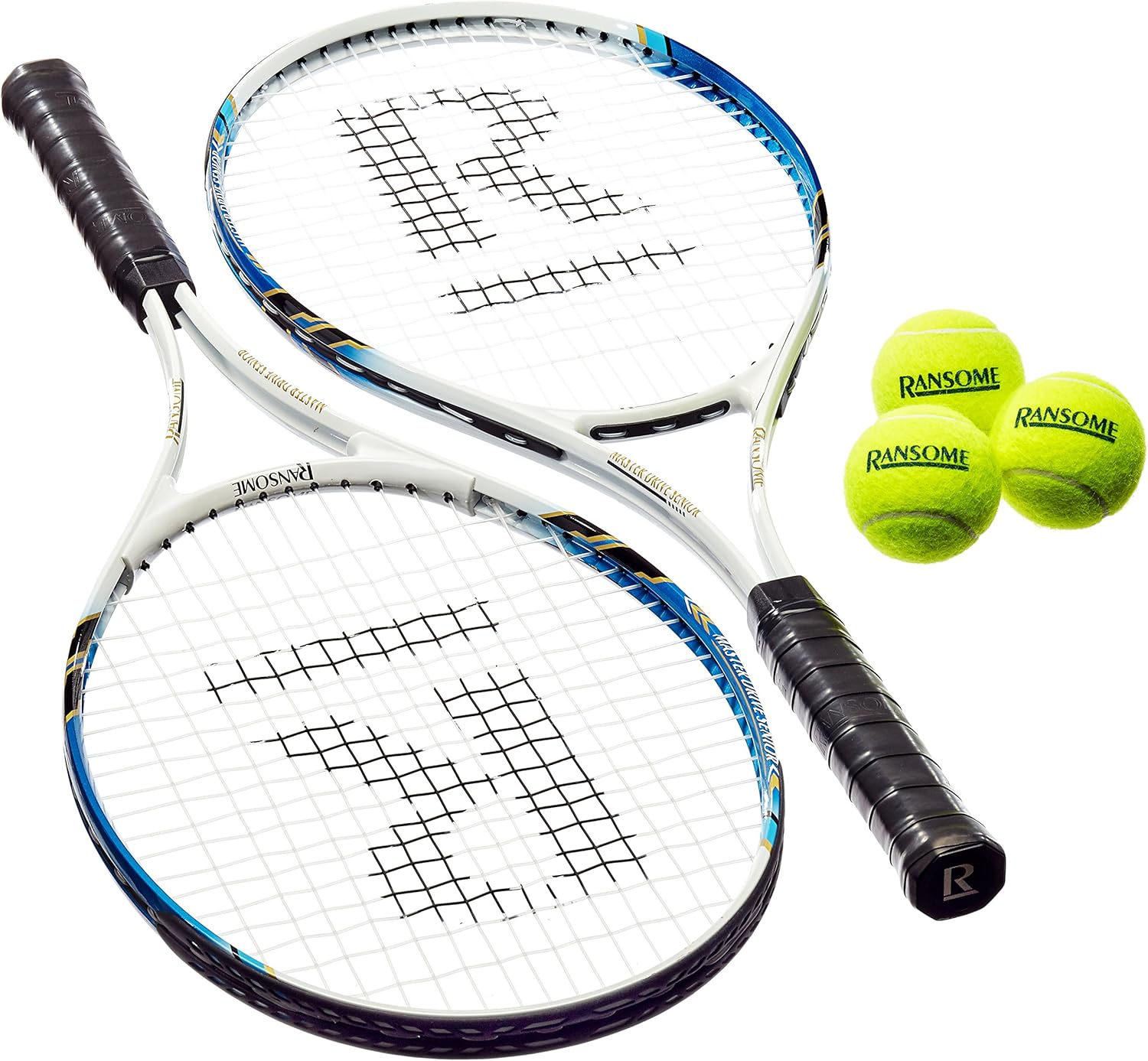 Ransome Master Drive Senior Tennis Racket (27 inch) Set, Black/White