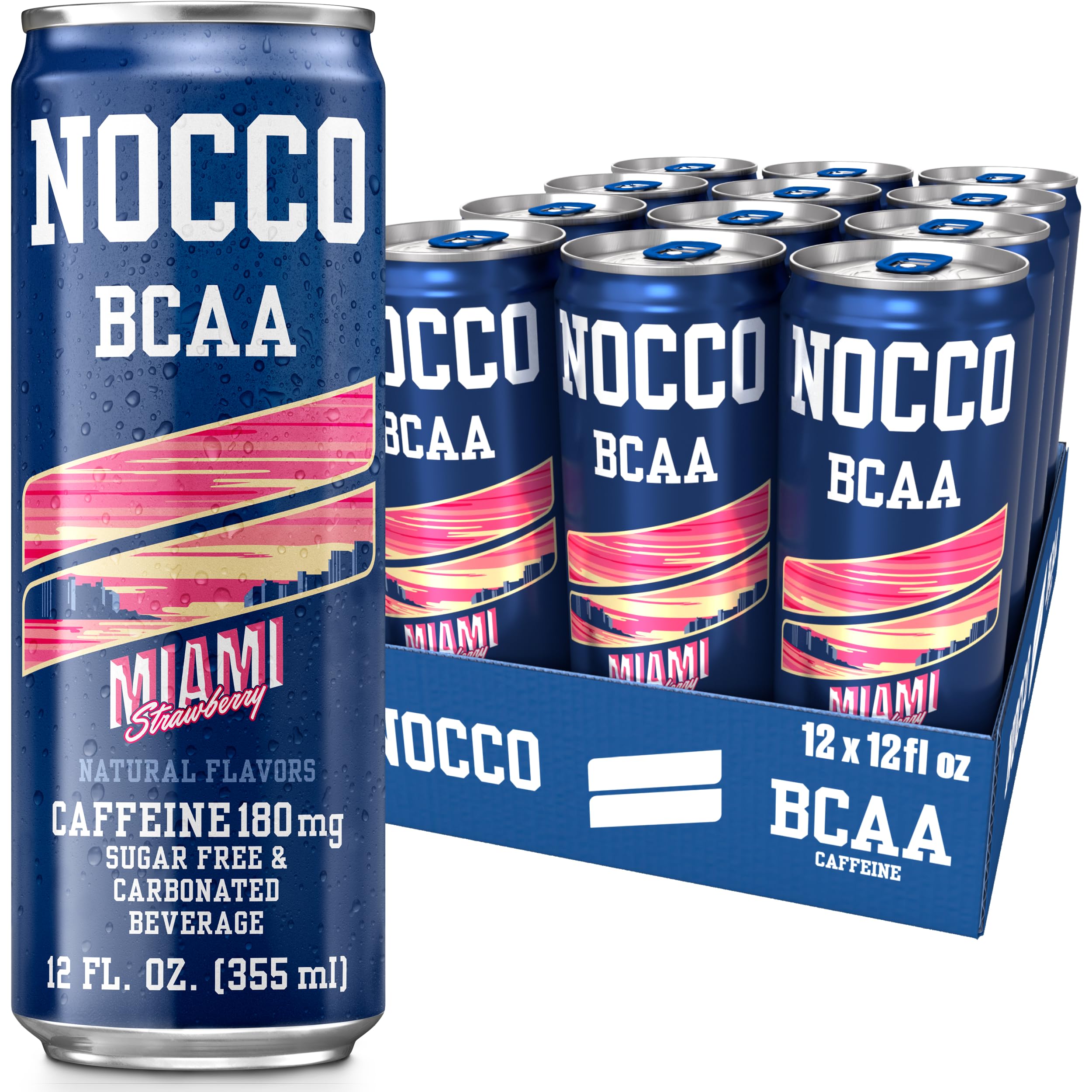 Buy NOCCO BCAA Energy Drink Miami Strawberry 12 Fl Oz (Pack of 12