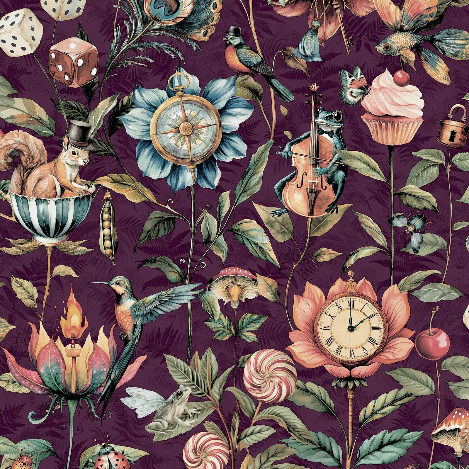 World Of Wallpaper Plum Curious Creatures Quirky Animal Themed Wallpaper With Lush Drawn Plants For Feature Walls, Bedrooms, Living Rooms, Cloakrooms In 50470