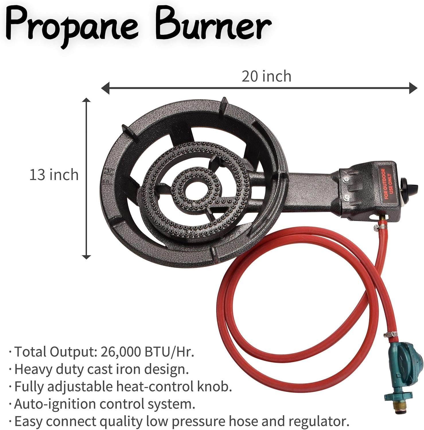 ARC, 23" Heavy Duty Stainless Steel Concave Comal Set with 26,000BTU Propane Burner Stove and Burner Stand, Discada Disc Cooker, Great for Backyard and Outdoor Cooking