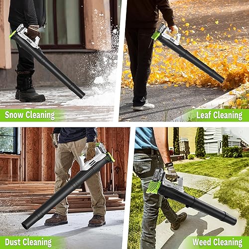 Miniatura 7 de Soplador de hojas inalámbrico con baterías de 2 x 2.0 Ah y cargador rápido Soplador eléctrico ligero de 21 V, soplador portátil alimentado por