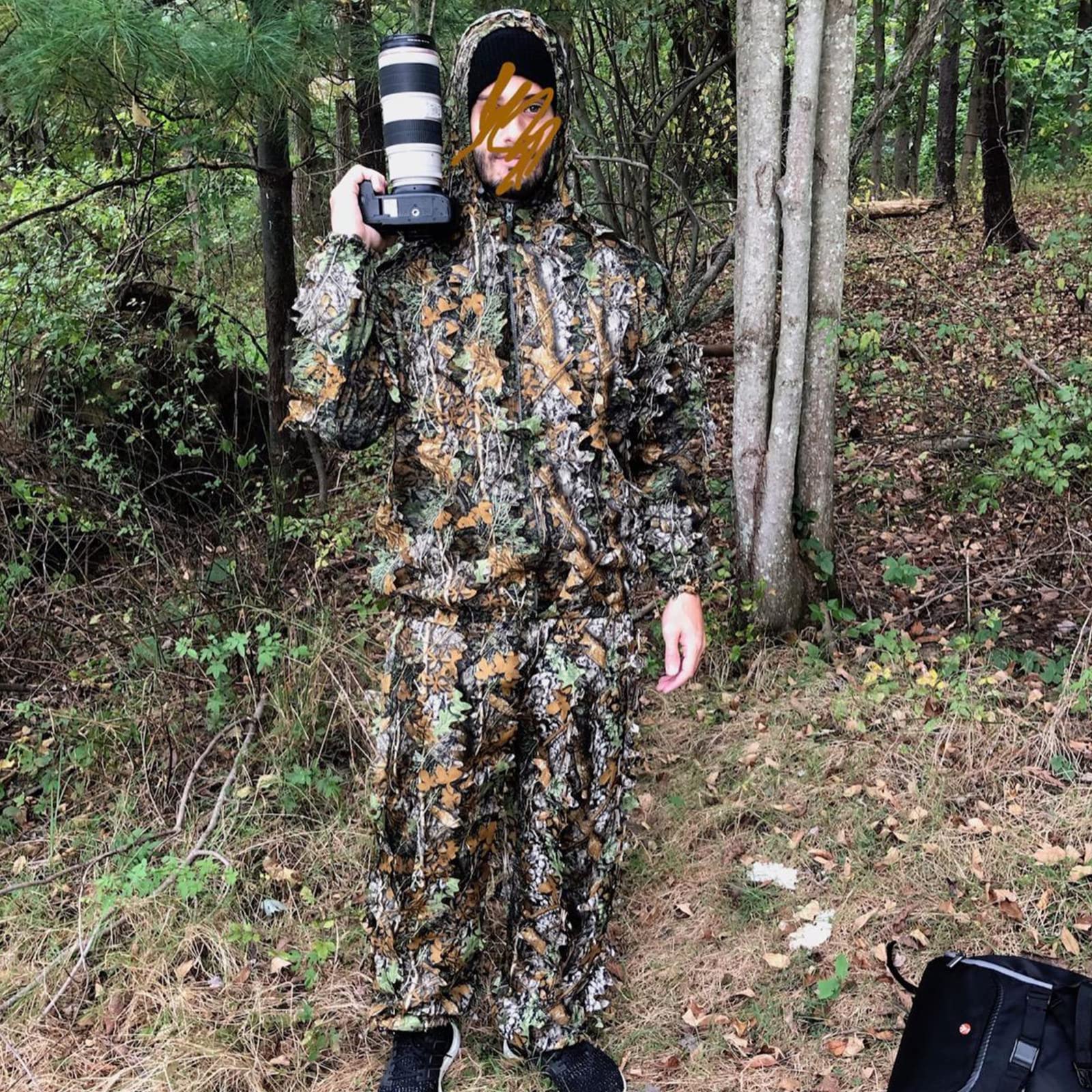 PELLOR Ghillie Suit, Tuta Mimetica a Foglia 3D,Tute Gillies per Uomini/Donne Adulti,Tuta a Foglia per Caccia Fotografia di Caccia All'aperto
