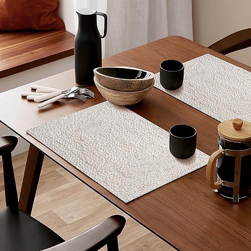 Miniatura 3 de Hausattire Juego de 4 manteles individuales trenzados de yute de 13 x 19 pulgadas, reversibles, tejidos a mano, bohemios, vintage, para mesas de