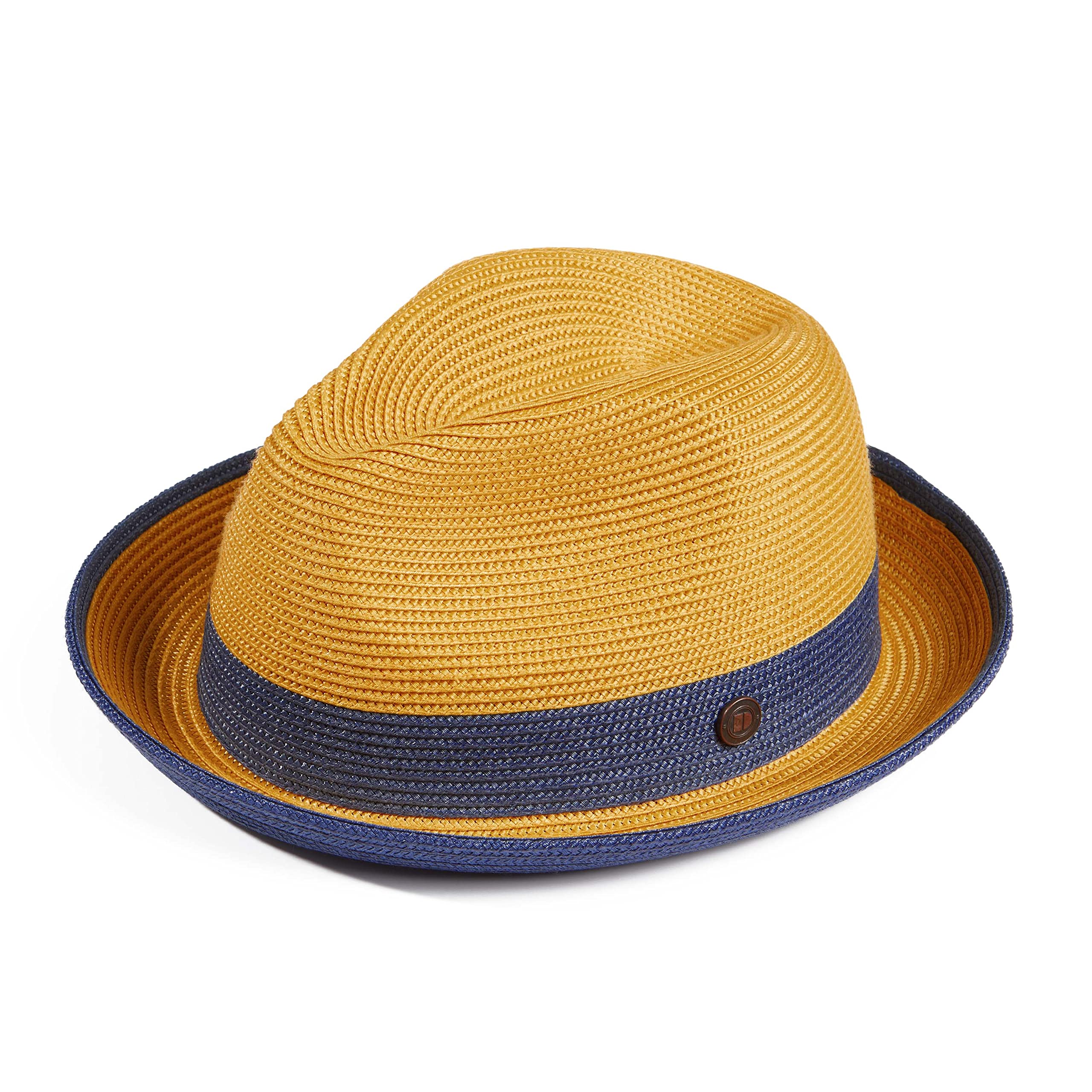 DASMARCA Mens Summer Crushable & Packable Straw Fedora Hat, Dijon, XX-Large