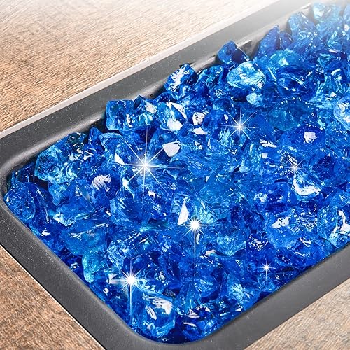 Miniatura 2 de GASPRO Vidrio de fuego de 10 libras para hoguera de propano, rocas decorativas de vidrio para chimenea de 12 pulgada para mesa de hoguera, turquesa