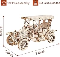 Vista 4 de ROBOTIME MC801 - Rompecabezas 3D de automóvil vintage, rompecabezas de madera 3D, kit de modelo retro para adultos, regalo para los amantes